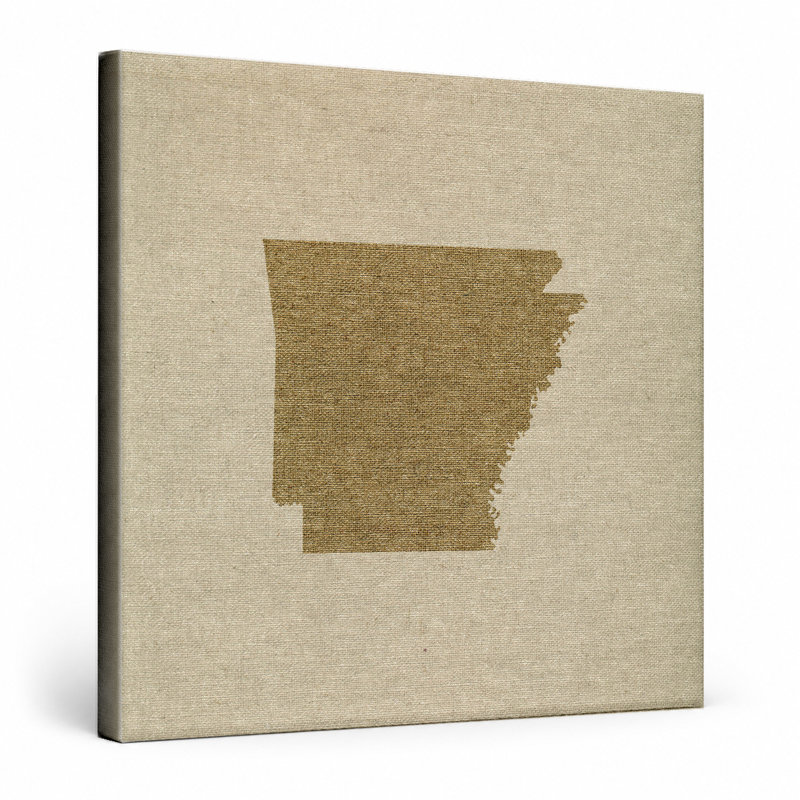 Silhouette de l'Arkansas State - art mural carré sur toile, 32" W x 32" H