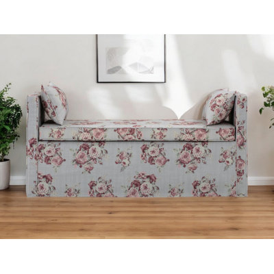 Ramvir 53" Paisley Linen Upholstered Bench