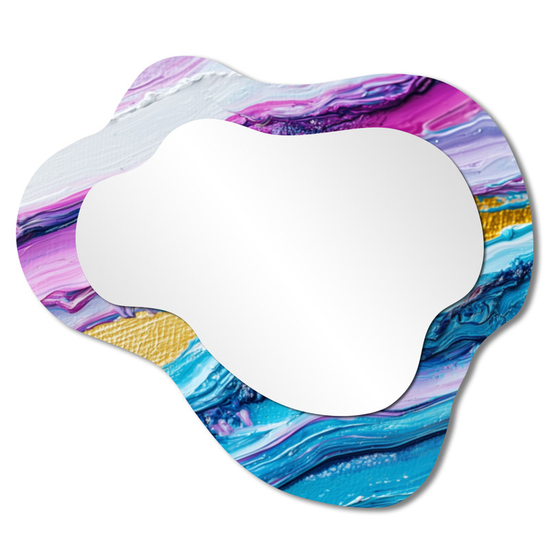 Abstract Lavender Waves Of The Unknown - Abstract Cloud Decorative Wall Mirror, Modern Vanity Mirror, Printed on Metal