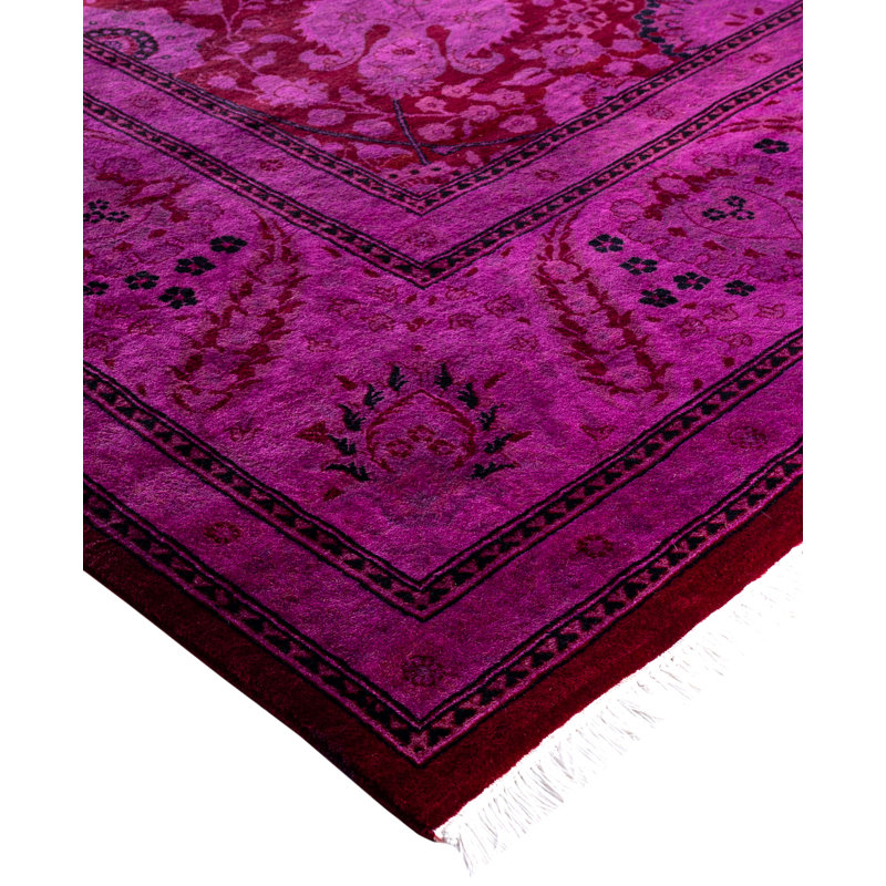 Overdyed Hand-Knotted Wool Modern-Contemporary Purple Area Rug 9' 1" x 11' 10"
