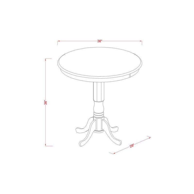 3 Piece Counter Height Pub Set for Contains a Round Dining Room Table with Pedestal and 2 Kitchen Chairs, Mahogany, Mahogany