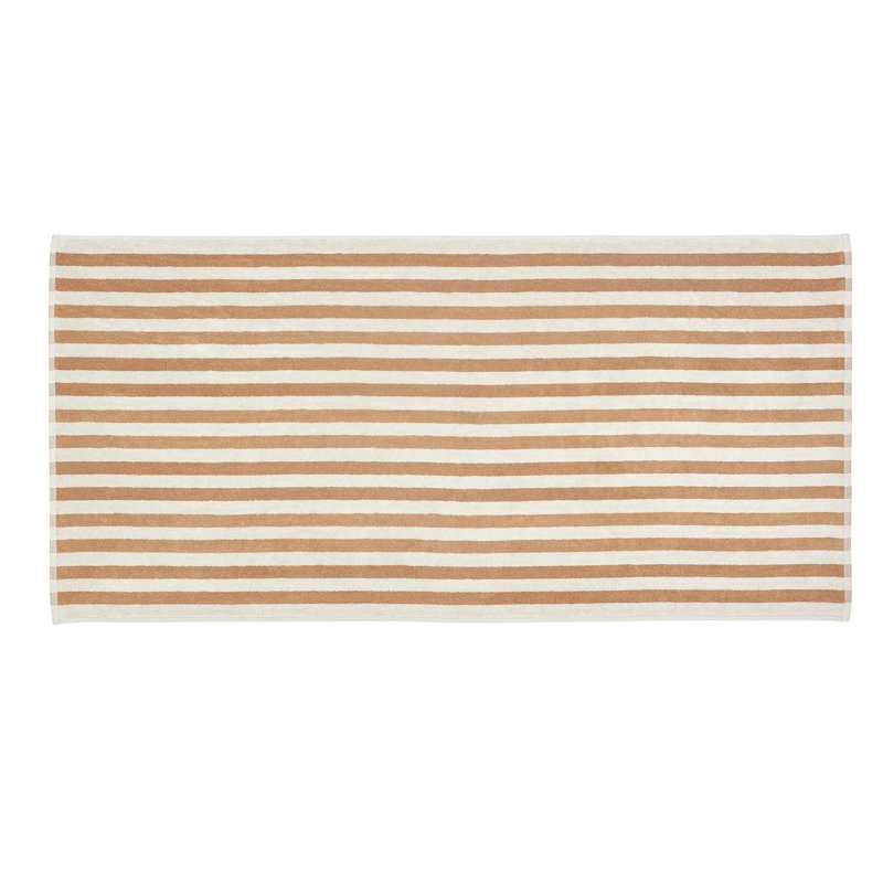 100% Cotton Bath Towel, Moonbeam/Amber Brown Thick Stripe