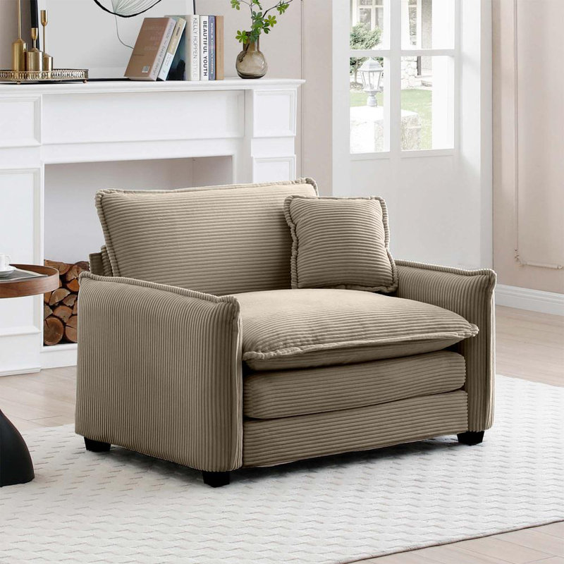 Canapé à assise profonde confortable et polyvalent pour diverses pièces, Tanné