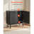 Coffee Bar Cabinet, Mid Century Fluted Coffee Bar Table with 2-Tier Storage, Buffet Stand Cabinet with Barn Door, Sideboard Buffet Station for Living Room, Entryway, 31.5 x 14.7 x 31.5 in, Black-1381222501