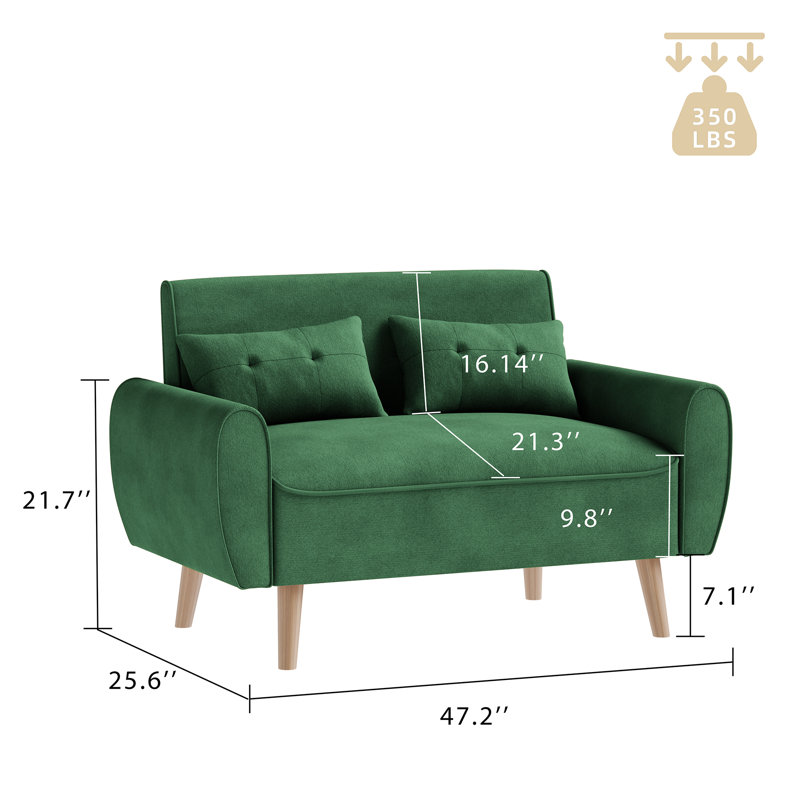 Arlander Upholstered 47.24'' Loveseat, Green