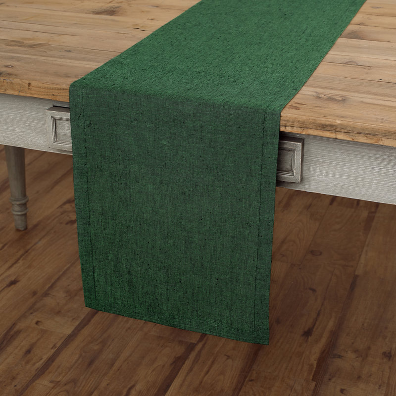 100% Pure Linen Table Runner - Athena, Forest Green, 54" x 14"