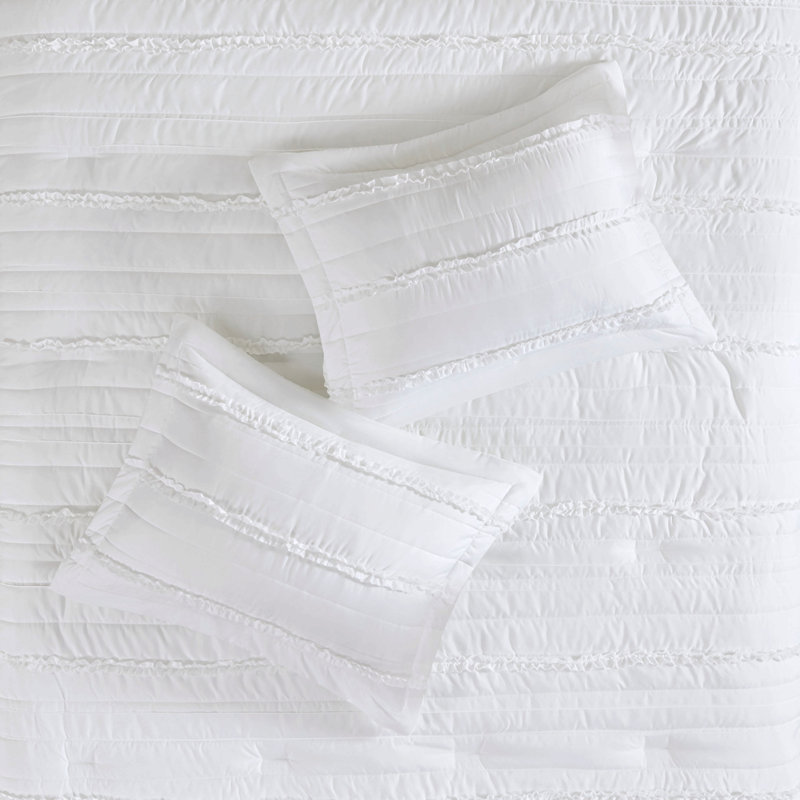 Ensemble d'édredon à volants 5 pièces grand blanc, Queen Comforter + 4 Additional Pieces