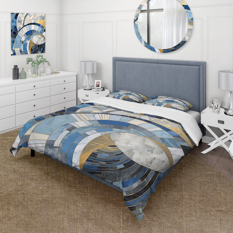 Ensemble de housse de couette Gold Constructing Blue Realms I - Abstract Shapes