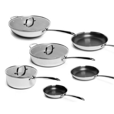 Batterie de cuisine antiadhésive en acier inoxydable 9 pièces Lexi Home Modern Kitchen Basics