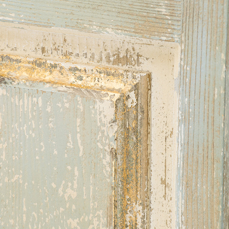 Grand ornement de sculpture en bois 14 po x 78,5 po - panneau mural suspendu blanc délavé et finition bleue 14,1 x 78,7 po