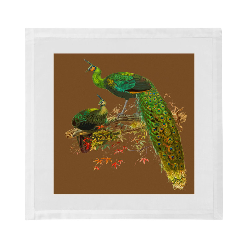 Family Pheasants Cotton Sateen Dinner Napkins, Brown