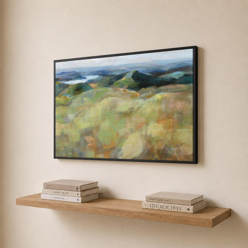 «Above the Lakes» par Danhui Nai - impression sur toile, H 24 po x l 36 po, Flat Floating Frame, Black