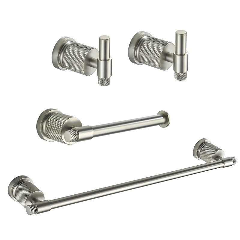 Ensemble de quincaillerie de salle de bain 4 pièces, Nickel brossé