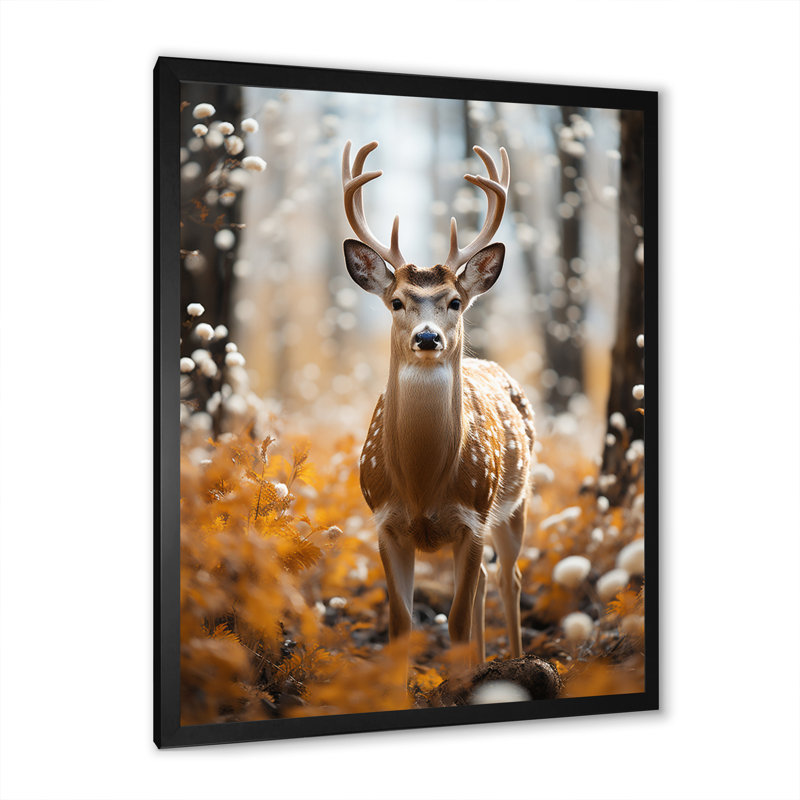 Katrine Stockholm Deer Graceful Elegance - Imprimé, H 20 po x l 12 po x P 1 po, Cadre photo noir