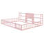 Lit de bébé Queen avec barrière de sécurité, bibliothèque et étagères de rangement à 3 niveaux, rose