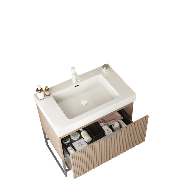 Meuble-lavabo élégant avec lavabo haute performance et grand espace de rangement