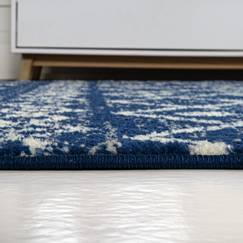 Keenon Moroccan Beni Souk Navy/Cream Rug, Runner 2'2" x 8'