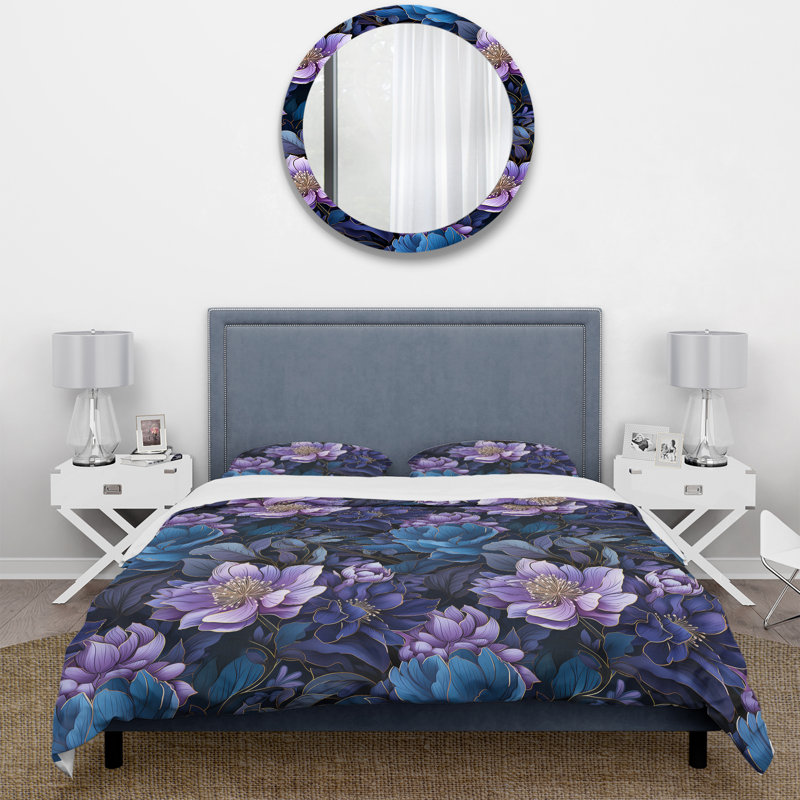 Moody Flora Moody Patterns - Ensemble de housse de couette à motif floral, Housse de couette simple + 1 taie décorative stan