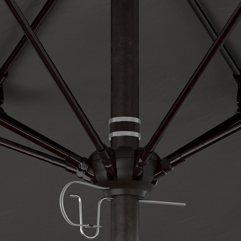 Parasol de marché commercial en aluminium Geil, Toile gris anthracite Sunbrella®, Bronze