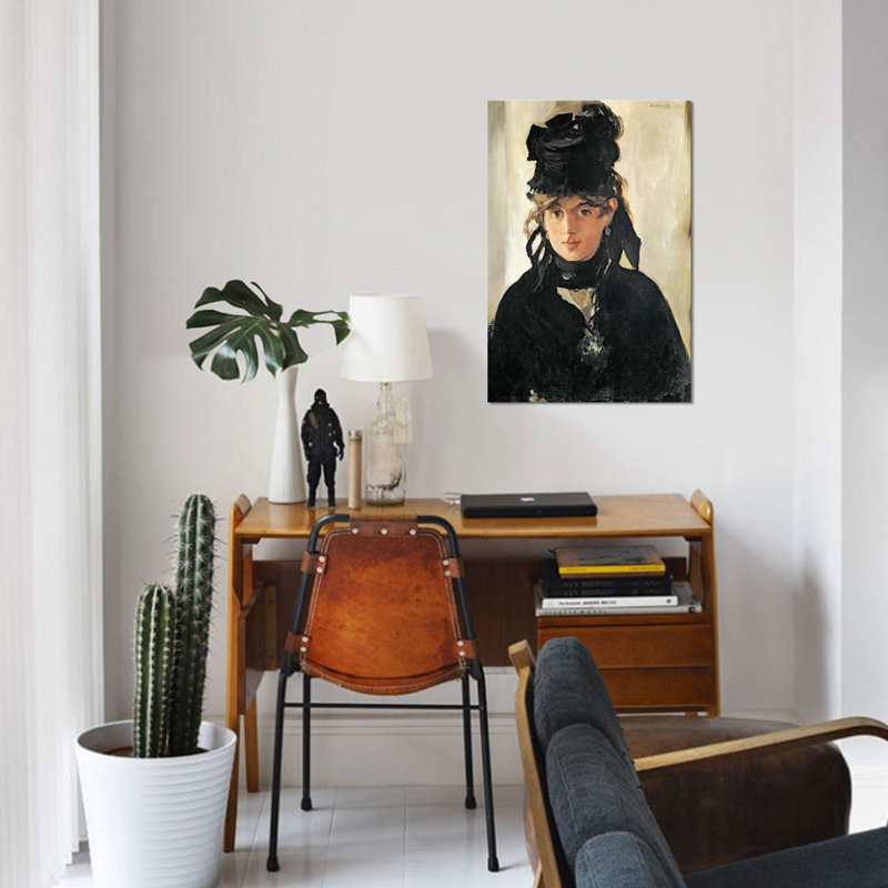 «Berthe Morisot with a Bouquet of Violets, 1872» par Édrede Manet, reproduction sur toile tendue sur châssis, Toile tendue