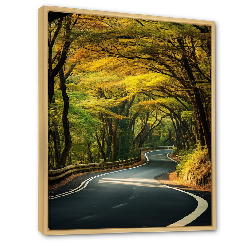«Green Road Path Of Summer», H 44 po x l 34 po x P 1,5 po, Cadre flottant brun