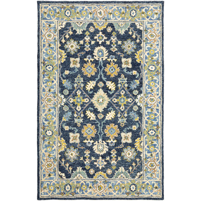 Schuck Handmade Hand Tufted Blue/Yellow Area Rug