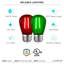 Ampoules DEL rouges et vertes S14, 0,5 W, base E26, intérieur extérieur