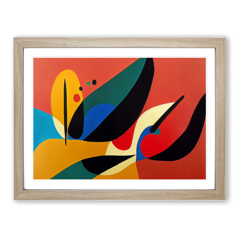 Abstract Feather Art Vol.4 - Single Picture Frame Print, 25cm H x 34cm W x 2cm D, Oak