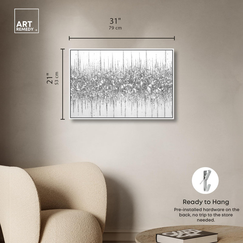 «Grey Lines Inspo», art moderne noir et blanc par Art Remedy, Cadre blanc, H 21 po x l 31 po