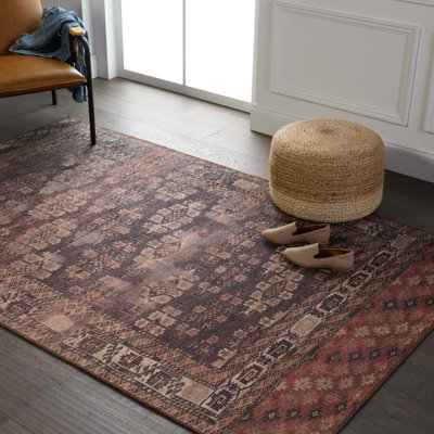 Machine Washable Southwestern Power Loom Polyester Area Rug in Brown/Terracotta -  Kate Lester + Jaipur Living, RUG152934