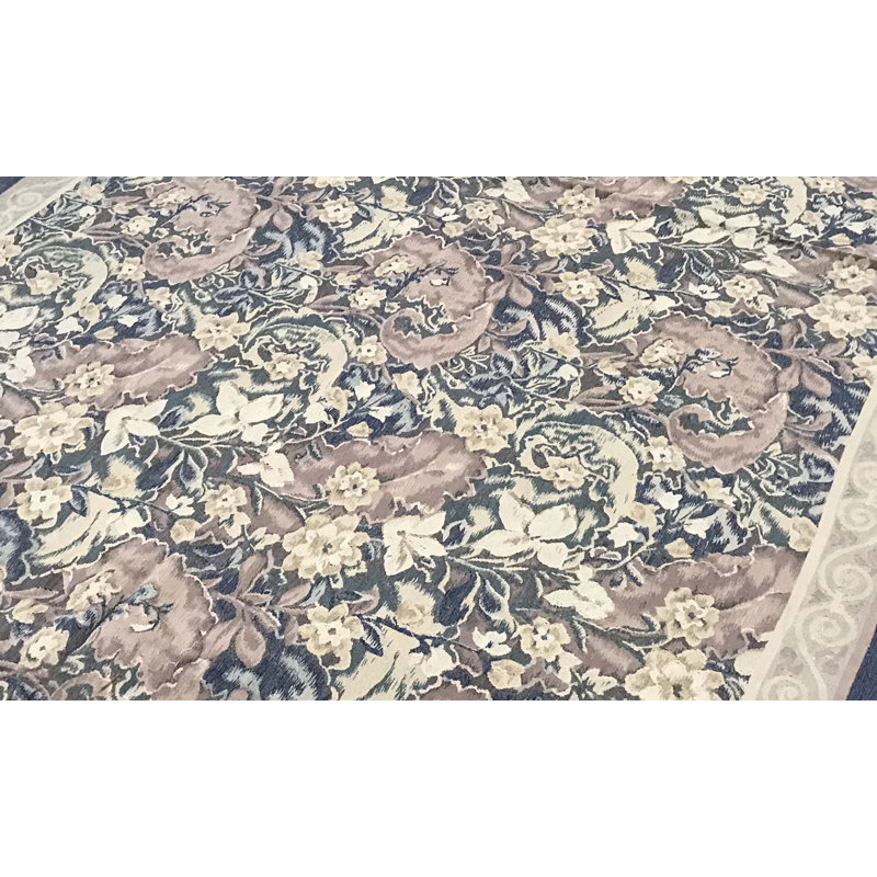 Hand-Knotted High-Quality Beige and Blue Area Rug