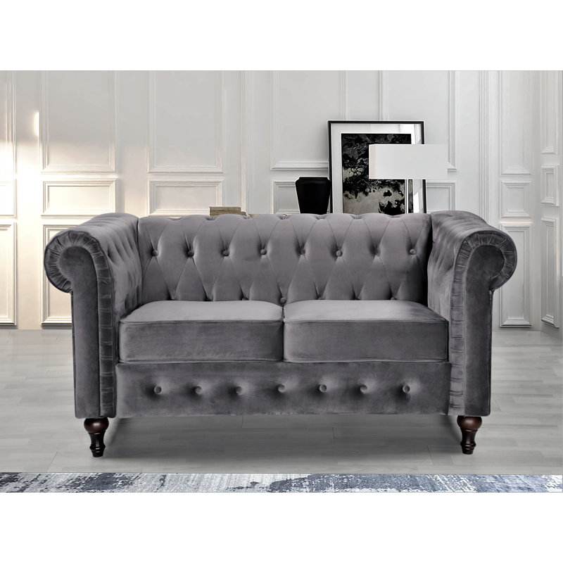 Ariclia 61.02'' Upholstered Loveseat, Gray Velvet