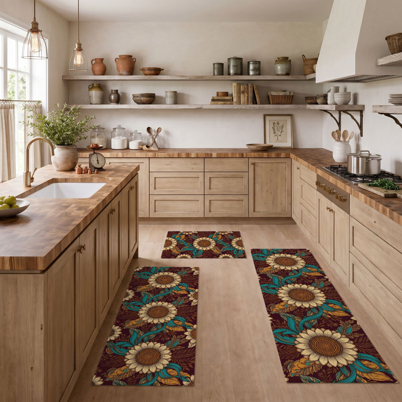 Tapis de cuisine tournesol antidérapant lavable