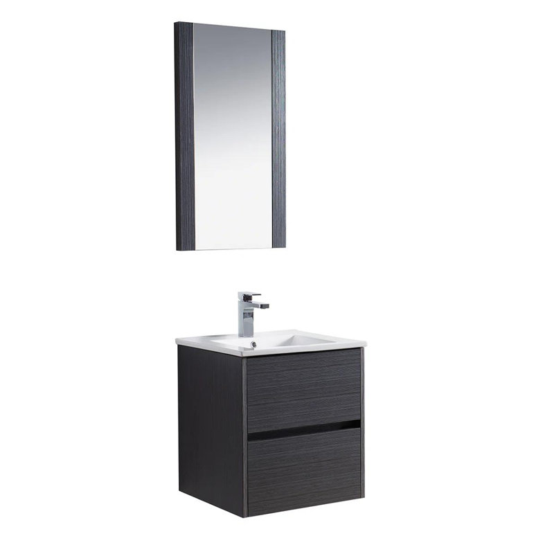 Ensemble de meuble-lavabo mural 20 po avec plateau en céramique et miroir | Deux tiroirs à fermeture en douceur et finition imperméable à 5 couches
