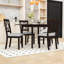 Ensemble de table de salle à manger extensible 5 pièces avec rallonge et 4 chaises rembourrées-1680192475