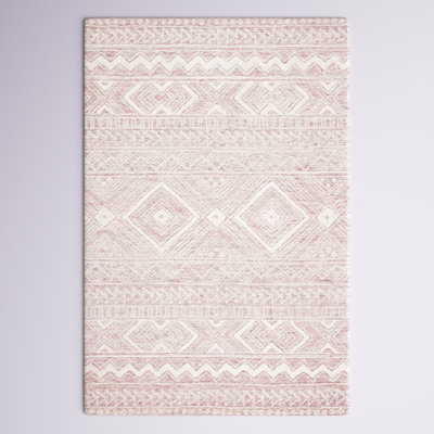 Kyndall Southwestern Handmade Tufted Wool Pink/Ivory Area Rug
