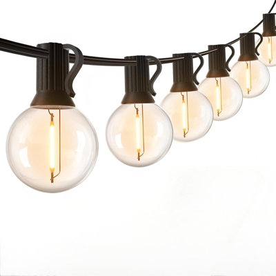 Guirlande solaire solaire de style bistro pour l'extérieur, ampoules G40 de 49,2 pi et 52 DEL, guirlandes de café rechargeables USB Edison pour porche, pergola, jardin, piscine, fête, camping