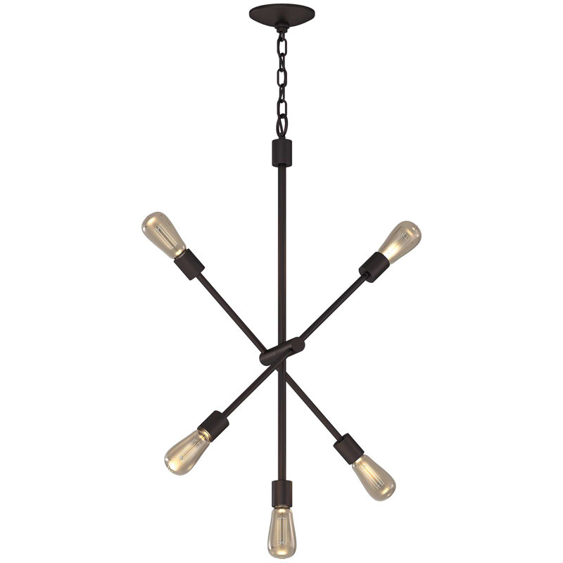 Lis 5-Light Indoor Antique Bronze Hanging Sputnik Modern Chandelier