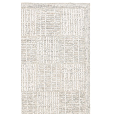 Wigbrecht Abstract Hand Tufted Wool Cotton Geometric Rug in Ivory/Gray