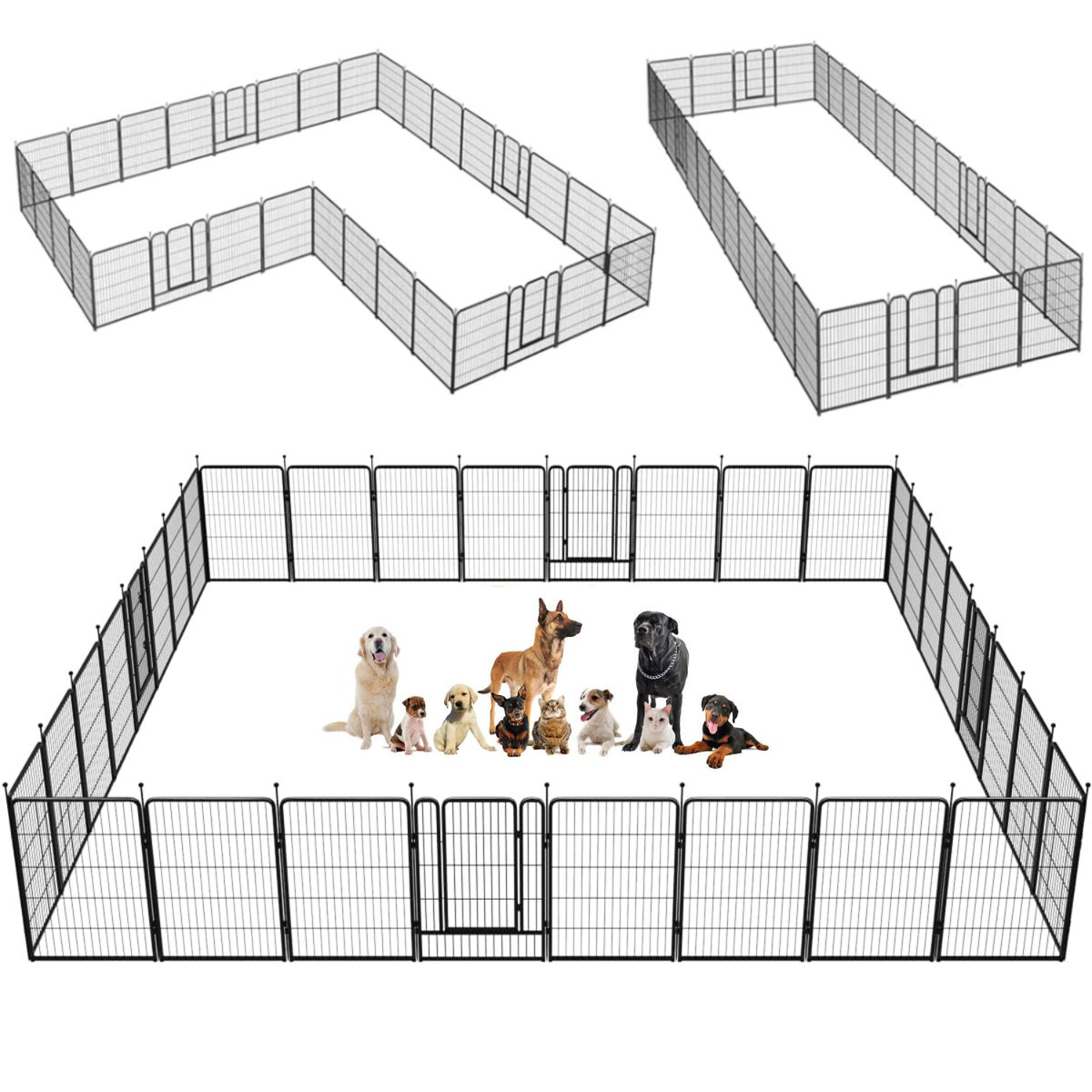 Heavy Duty 32 Inch High Folding Metal Dog Playpen – Outdoor Exercise Fence For Medium Dogs