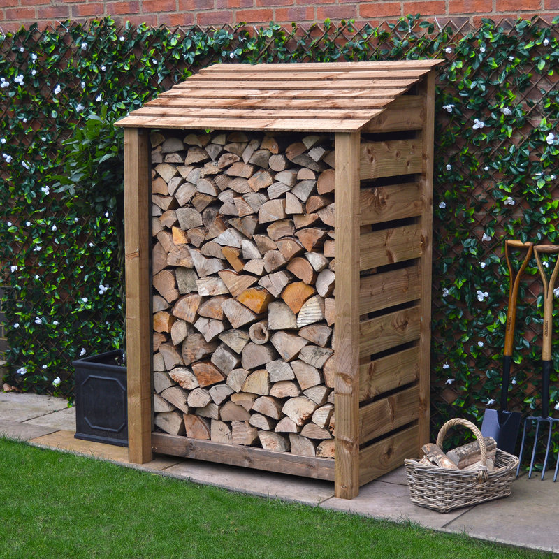 123cm W x 80cm D Solid Wood Log Store, Rustic Brown