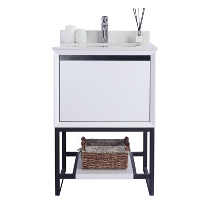 Ensemble de meuble-lavabo de salle de bain simple monté à deux pouces 24 po Riey