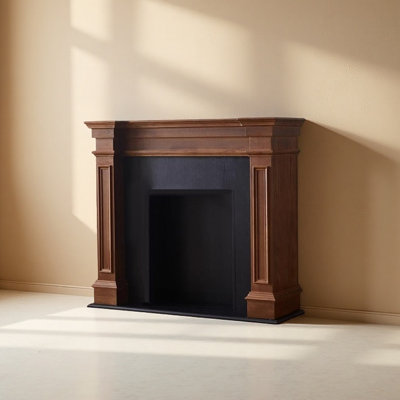 Nordic mid-century style solid wood decorative fireplace