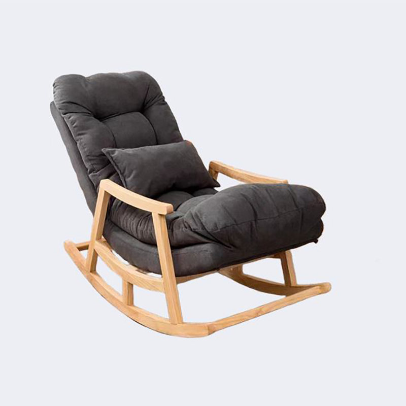 Chaise berçante en bois massif Cloud, Gris foncé