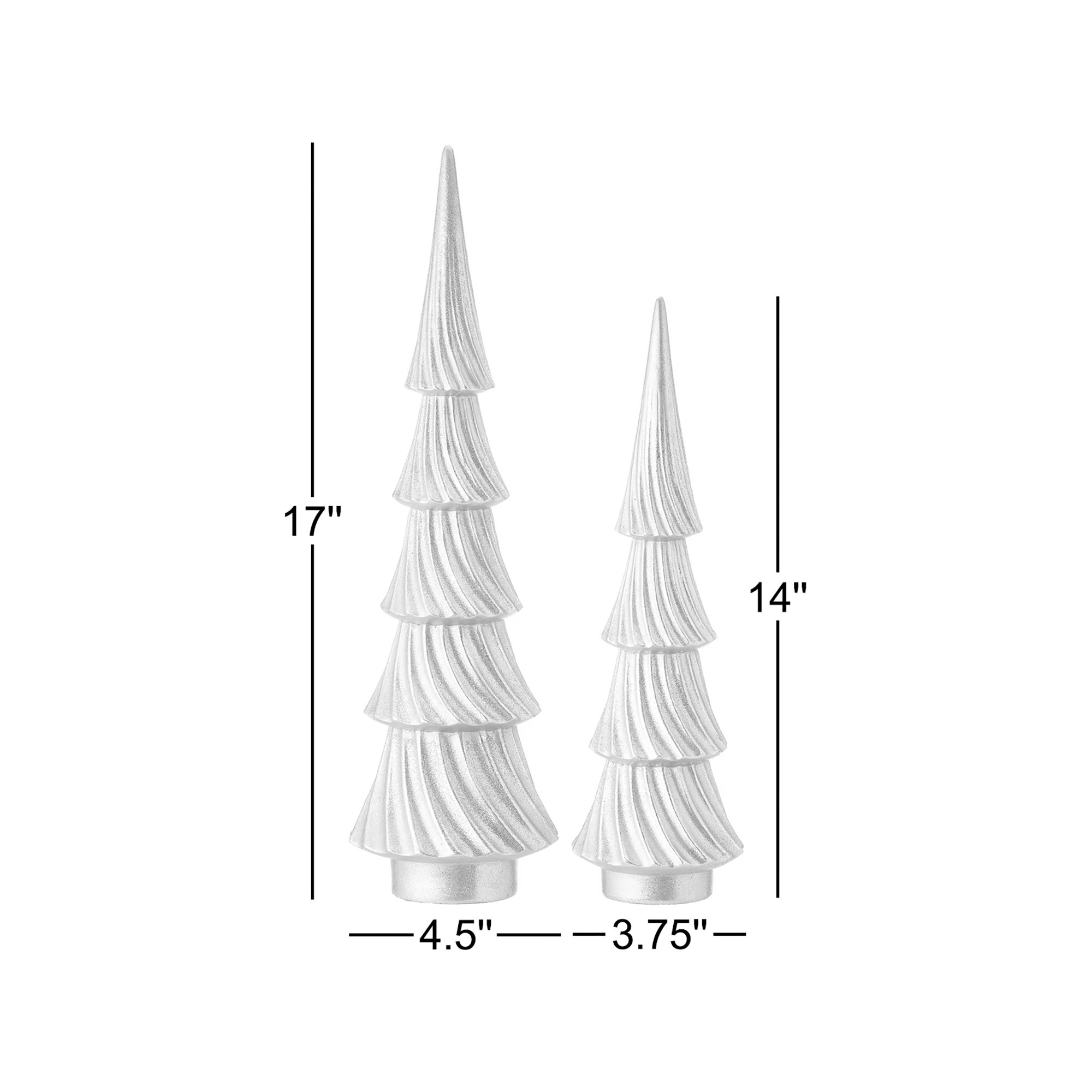 14-17" Resin Modern Trees Set of 2, Champagne