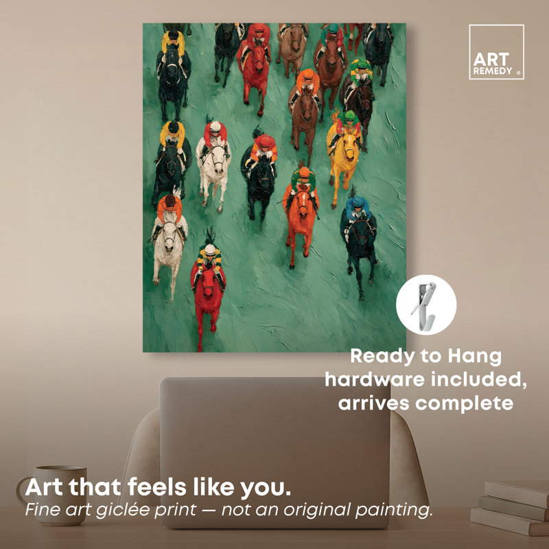 Décoration murale pour dortoir : Impression sur toile « Courses de chevaux II » par, H 24 po x l 20 po