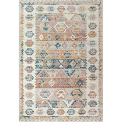 Tapis beige / brun / bleu Leidi