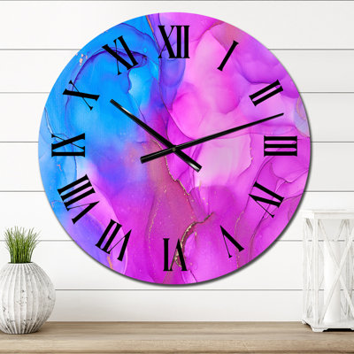 Horloge murale moderne bleue et mauve liquide