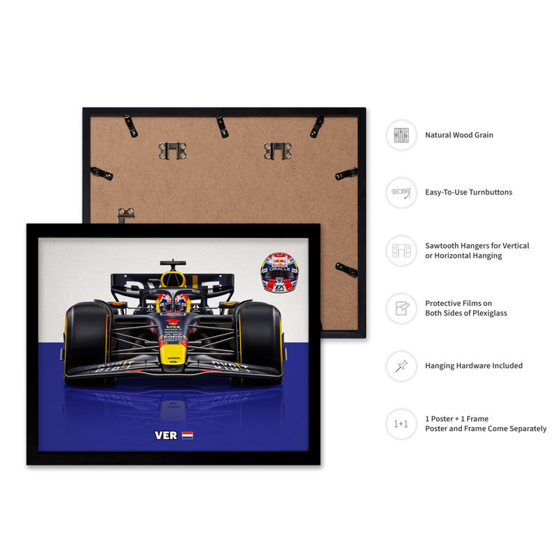 Voiture de course n ° 4, Black Framed, Poster, 12"H x 16"W