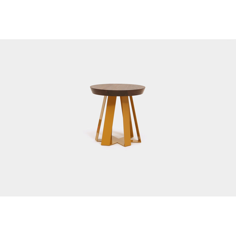 ARS Solid Wood End Table, Yellow, Walnut